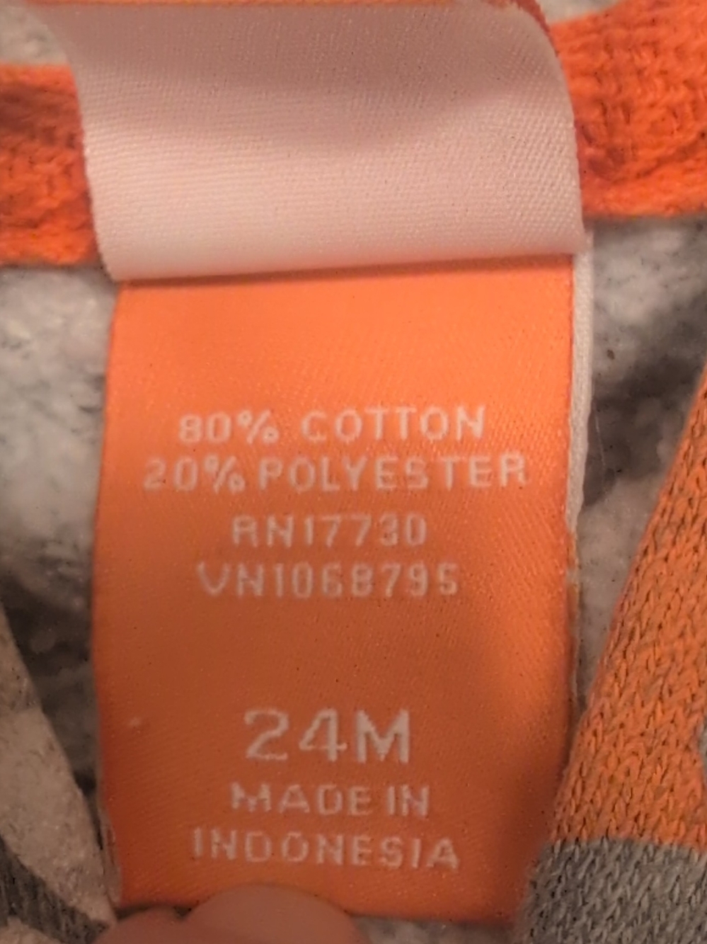 Kids Skull Print Zip Hoodie in Gray and Orange - Picture 6 of 11